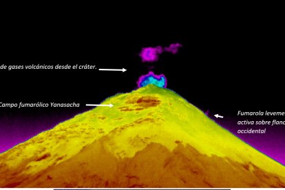 Uno de los signos detectados fue una fumarola en el flanco occidental.