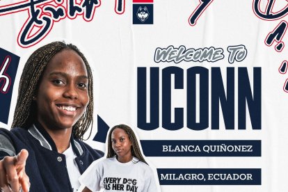 Afiche con el que UConn, equipo de la Universidad de Connecticut la oficializó.