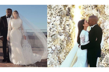 Como siempre, Kim viendo sexy en su vestido de novia