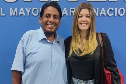 Xavier Ramos con la actriz Lorna Cepeda, la famosa 'Peliteñida' de la novela 'Yo soy Betty, la fea'.