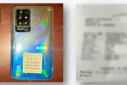 Dos terminales móviles y un comprobante bancario fueron incautados entre los elementos incautados.