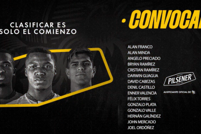 Convocatoria de Ecuador para enfrentar a Paraguay y Argentina.