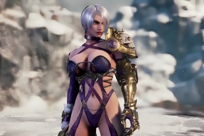 Ivy, de Soul Calibur VI, ejemplo de cómo los personajes femeninos son sexualizados con lencería en escenas de combate.