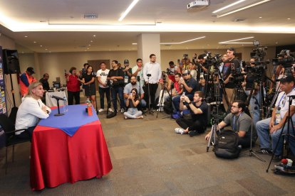 Sebastián Beccacece, en rueda de prensa este 7 de septiembre.