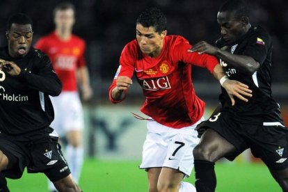 Liga de Quito disputando la final del Mundial de Clubes contra el Manchester United.