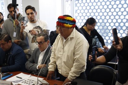 Marlon Vargas, presidente de la Conaie, estuvo presente en la Asamblea.