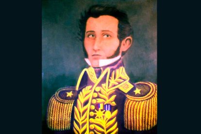 Pintura del busto de León de Febres Cordero.