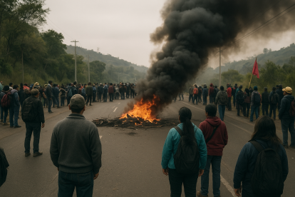 Este 16 de octubre de 2025, continúan cierres en vías de Ecuador por las protestas del paro nacional.