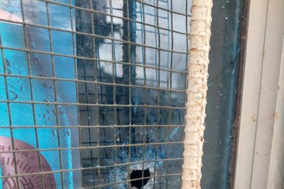 Las huellas de los proyectiles se observan en las ventanas de vidrio y en las piertas metálicas del domicilio.