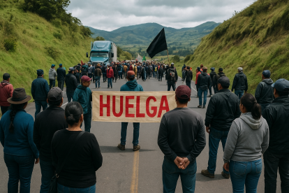 Hay vías cerradas por manifestantes en Ecuador este miércoles, 22 de octubre de 2025.