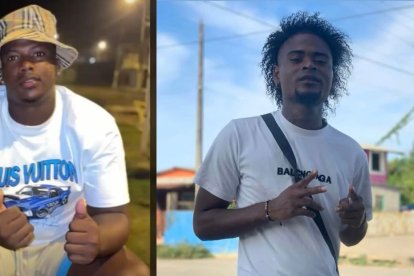 Samuel Tenorio y Jhon Alexander Corozo, ambos trabajadores del puerto pesquero local, fueron baleados en el parque de Rocafuerte.