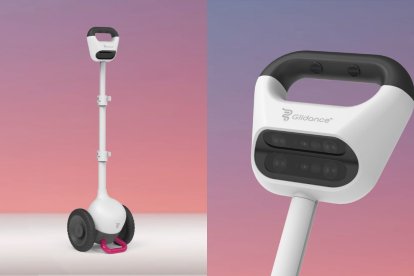 Bastón inteligente Glide con sensores y cámara para desplazamiento autónomo.