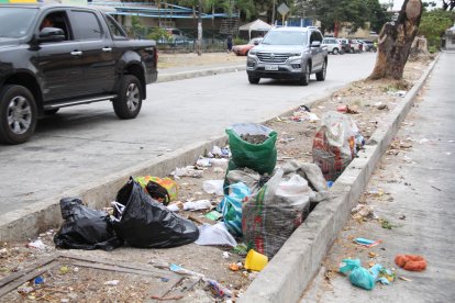En medio parterre, en Sauces 4, se observa la basura derramada.