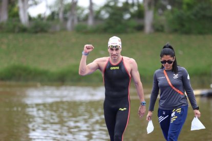 Esteban Enderica brilló en aguas abiertas en los Juegos Bolivarianos.