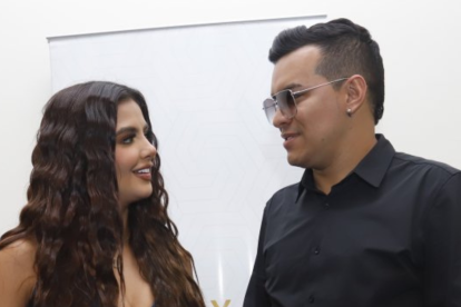 Dayanara y Yeison Jiménez durante una rueda de prensa en junio de 2024 en Guayaquil.