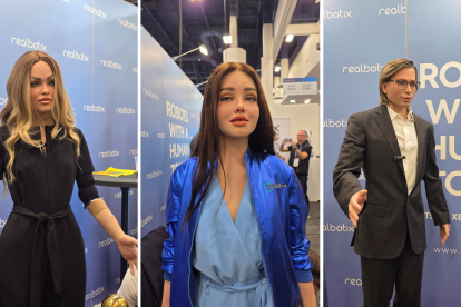 Aria, Melody y David son los robots humanoides de Realbotix presentados en el CES 2026.