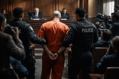 Audiencia judicial de alto perfil bajo fuerte resguardo policial.