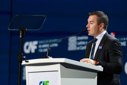 Daniel Noboa durante su intervención en el Foro Económico Internacional América Latina y el Caribe.