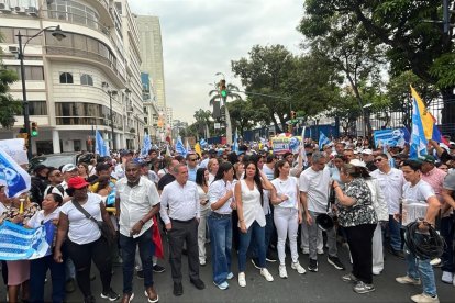 Líderes del correísmo y la Alcaldía realizaron un plantón el pasado jueves a favor de Aquiles.