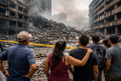Recreación del sentimiento de pérdida de los afectados por los incendios recientes en Guayaquil.