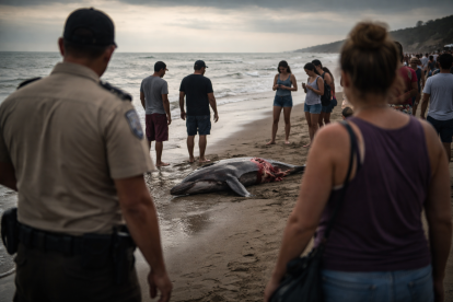 Imagen generada por IA sobre el caso de un delfín mutilado en Crucita.