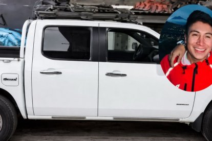 La camioneta doble cabina en la que se movilizaba Héctor Enríquez Ruiz.