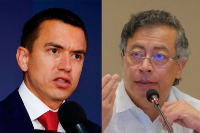 El presidente Daniel Noboa durante un evento oficial, defendiendo el alza de aranceles a Colombia como una medida vinculada a seguridad fronteriza y comercio bilateral