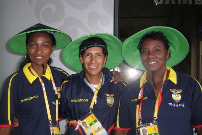 Seledine (d) durante su primera participación olímpica en Beijing 2008.