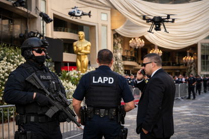 Autoridades refuerzan la seguridad en los alrededores del teatro donde se celebrarán los Oscar