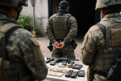 Recreación: un falso soldado fue detenido en Ecuador con credenciales falsificadas.