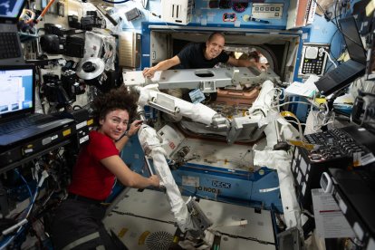 Jessica Meir y Chris Williams realizaron trabajos en el exterior de la ISS