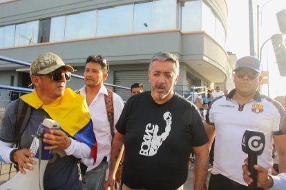 Ramiro García, abogado de Aquiles Álvarez a la salida de la diligencia en el cantón La Libertad