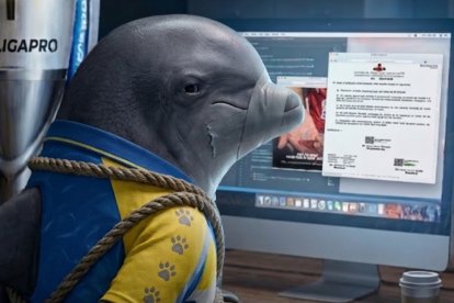 El equipo ‘cetáceo’ utilizó la imagen de un delfín amarrado, aparentemente leyendo la sanción, para promocionar su próximo partido ante Leones FC.