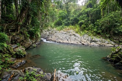 Laguna del barrio San José de Limo, en el cantón Puyango, donde ocurrió la tragedia que cobró la vida de un padre y su hijo.