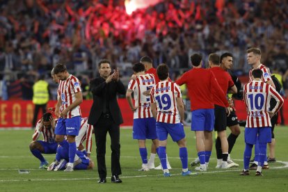 El técnico argentino del Atlético de Madrid, Diego Pablo Simeone, tras caer en la final de la Copa del Rey ante la Real Sociedad.