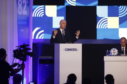 El presidente de la FIFA, Gianni Infantino, estuvo presente en la reunión del fútbol sudamericano.