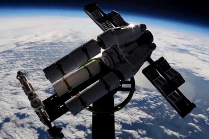 Durante el ascenso, el set inspirado en Project Hail Mary atraviesa la atmósfera hasta un punto donde el cielo se oscurece y la Tierra revela su curvatura