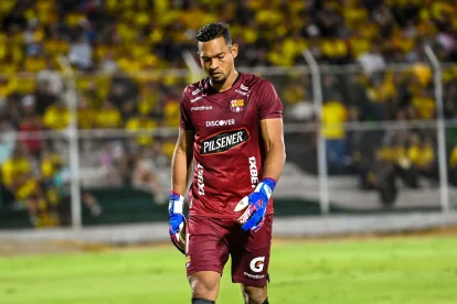 José David Contreras, portero de Barcelona SC, en el empate con Orense.