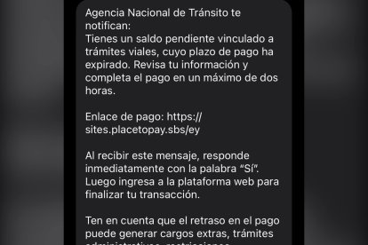 Usuarios denunciaron mensajes sospechosos sobre multas de tránsito.