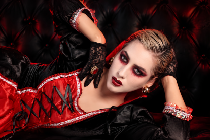 La vampiresa se impone con un maquillaje seductor y misterioso.