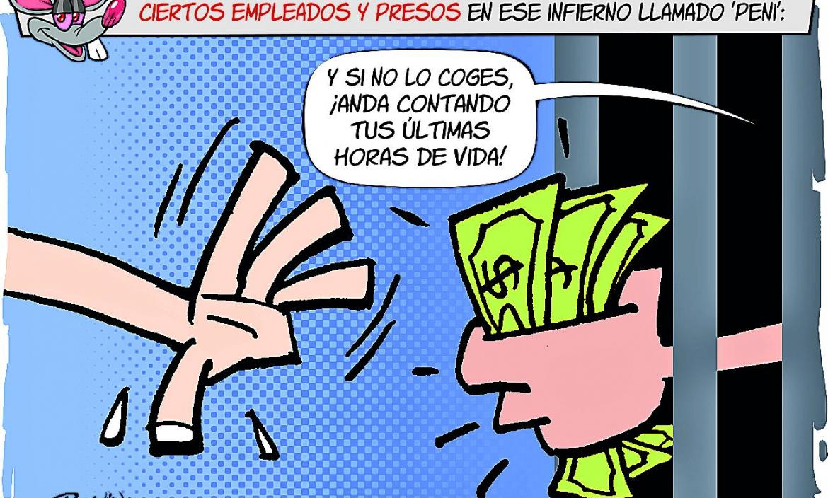 Caricatura: Dinero sucio en las cárceles