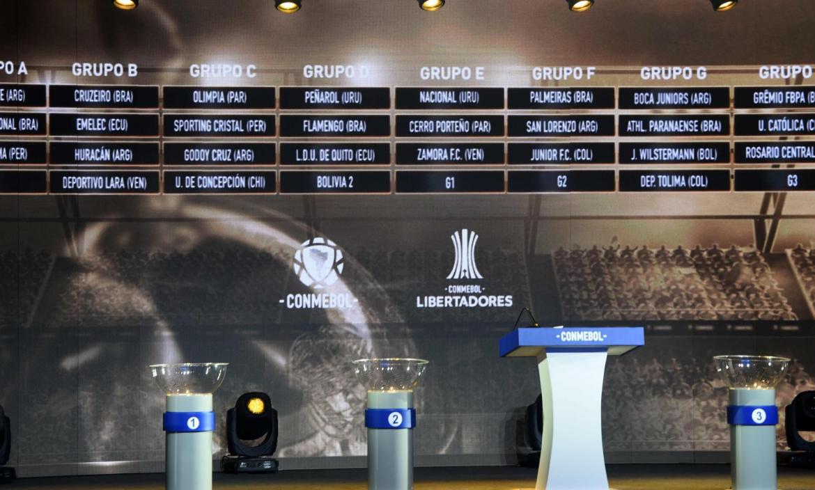 View of the screen showing the fixture of the groups for the Copa Lib
