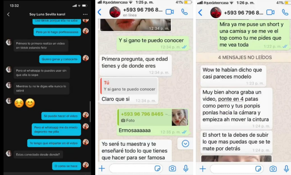 Los mensajes que el pedófilo mantenía supuestamente con la niña a través de WhatsApp.