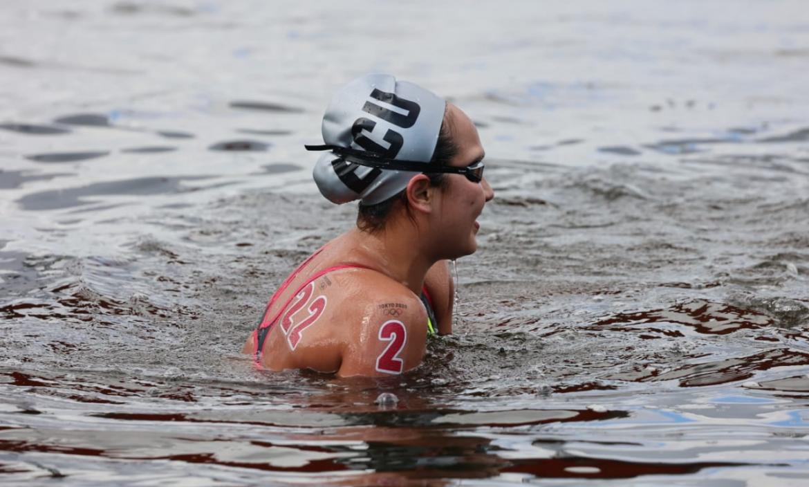La ecuatoriana Samantha Arévalo participó en la prueba de 10 km en aguas abiertas.