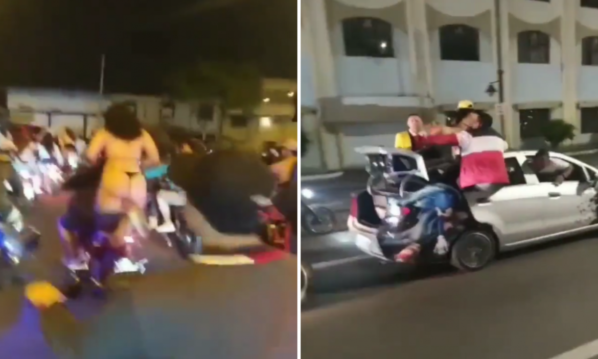 En redes sociales se viralizó el video de unos jóvenes motociclistas que circulaban por las calles céntricas de la ciudad.