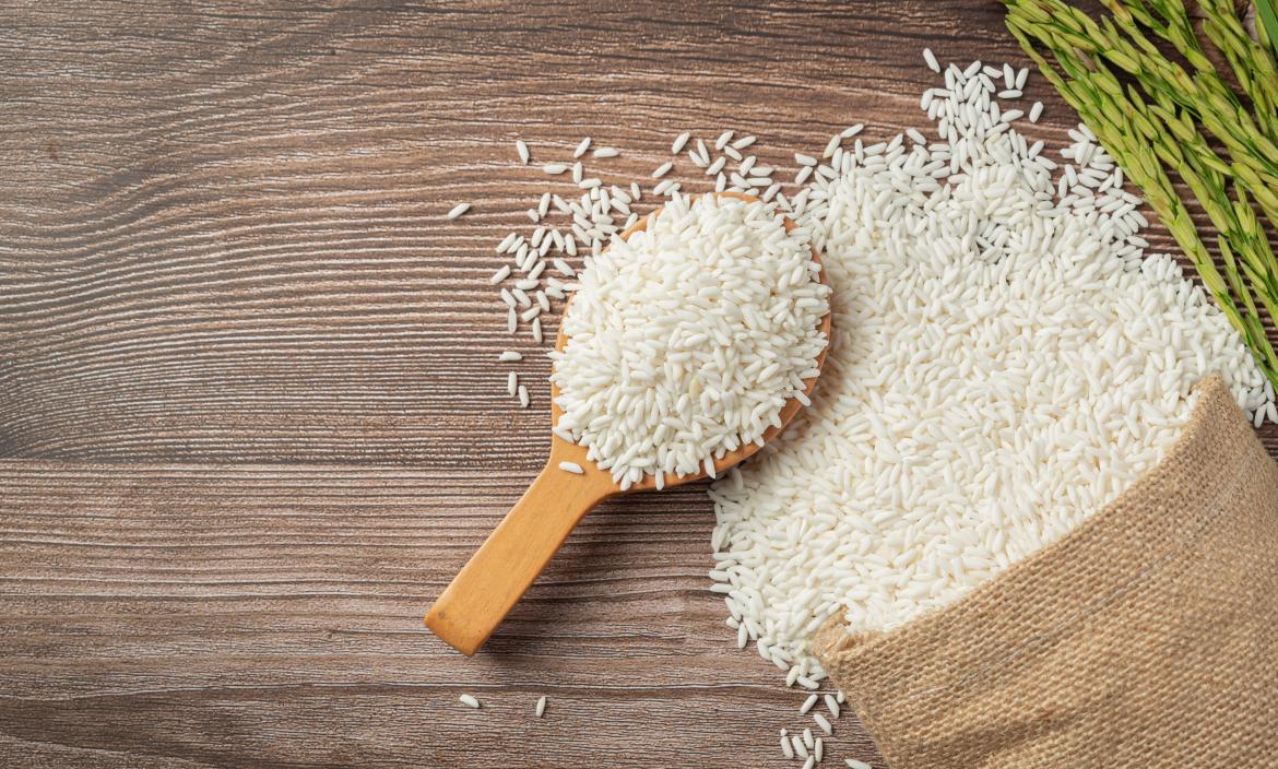 saco-arroz-arroz-cuchara-madera-planta-arroz
