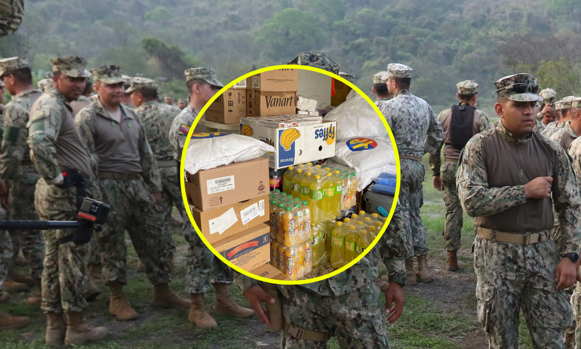 Los militares han recibido donaciones de alimentos y bebidas.