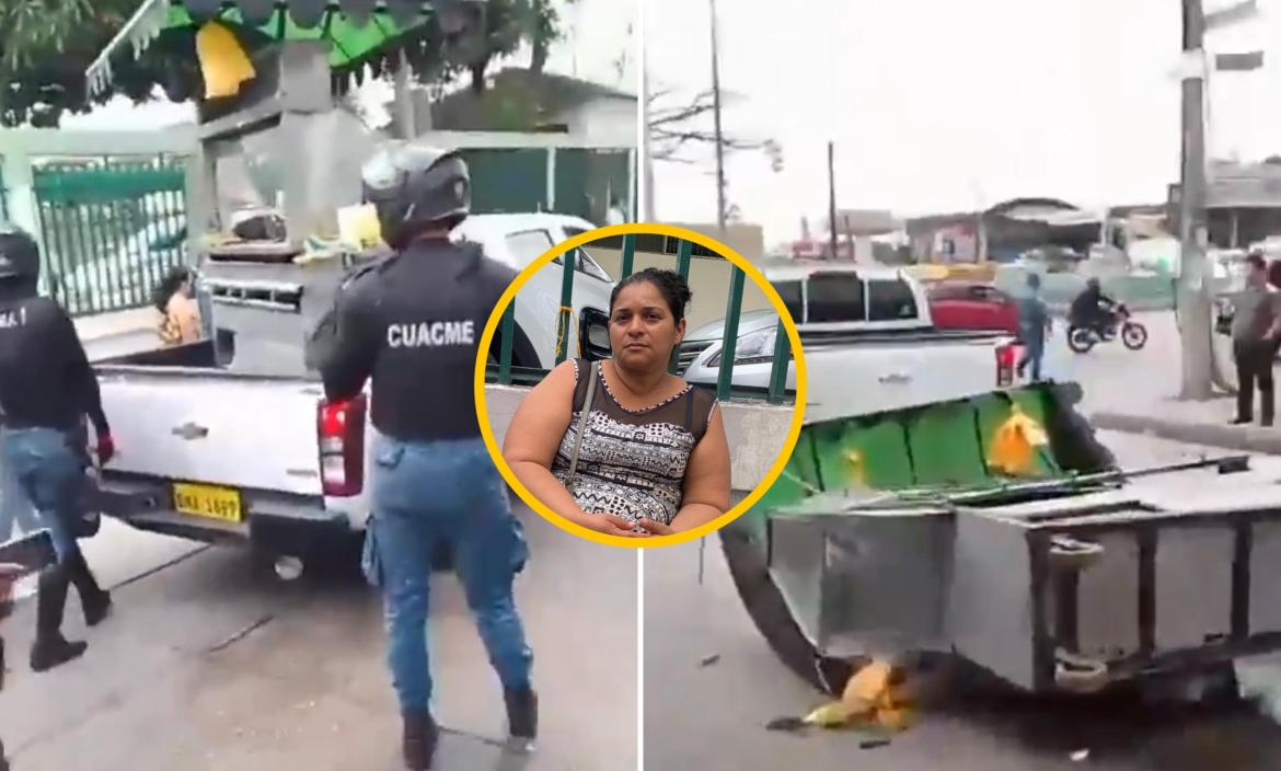 Secuencia. Luego de trepar la carreta a la camioneta, cayó al suelo y no la recogieron.