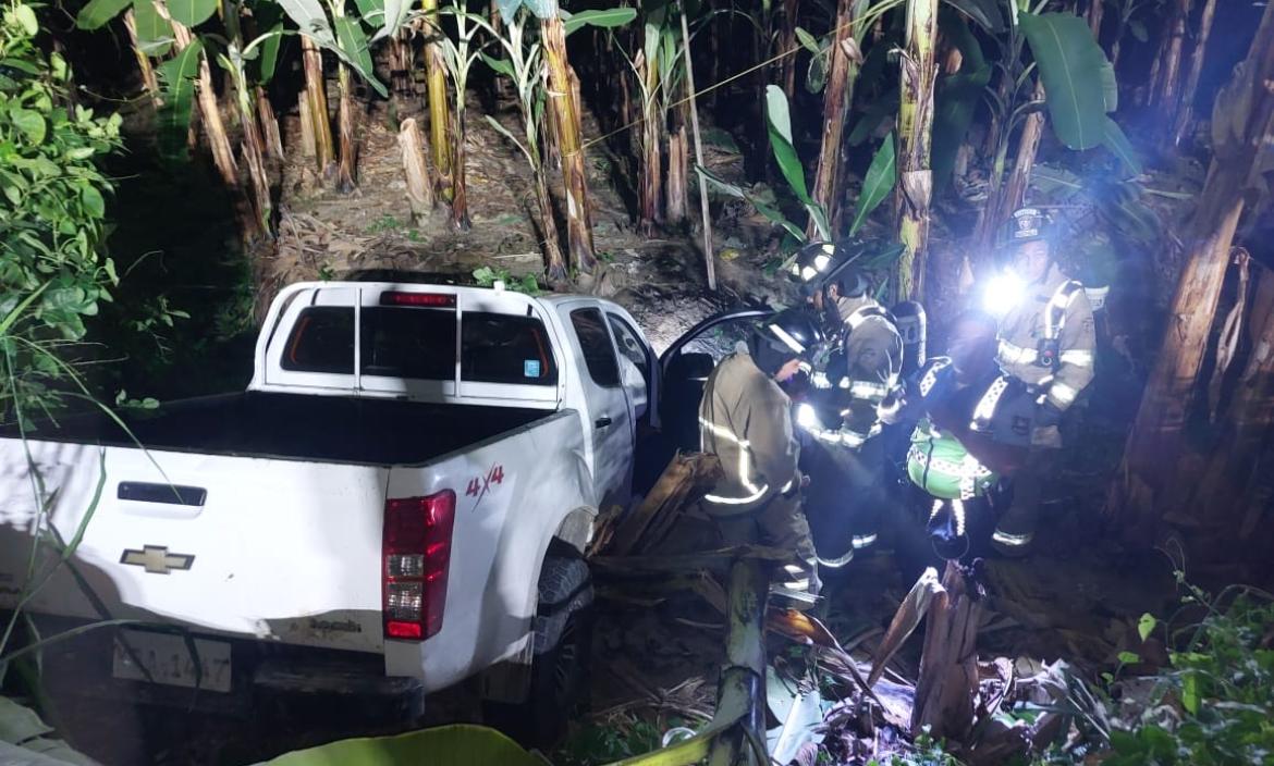 camioneta en la que asesinaron a dos hombres