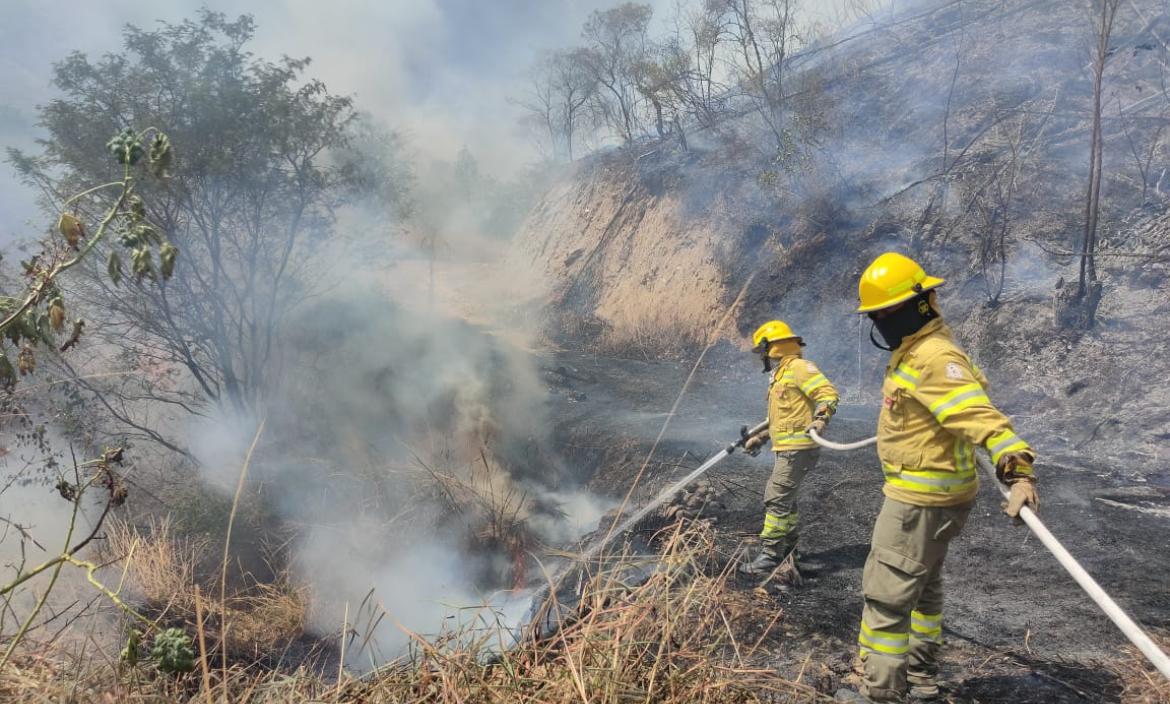 Los bomberos luchaban por apagar el fuego.